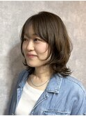 30代40代大人可愛いひし形ふんわりウルフレイヤーボブ x前髪あり