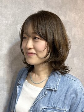 ウル(Ulu.) 30代40代大人可愛いひし形ふんわりウルフレイヤーボブ x前髪あり
