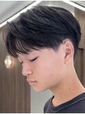 メンズセンターパートウルフセンターパートニュアンスパーマ襟足