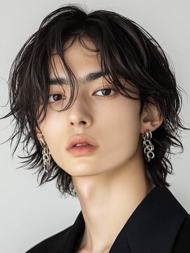 プラスリブ(Plus Lib) ミディアムウルフ×センターパート