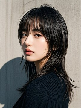 ハイライトクラゲヘアミニボブ成人式パーマミディアム裾カラー