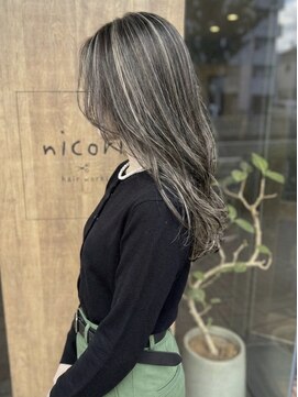 ニコリヘアワークス(nicori hair works) ロング×ハイライト×レイヤー2