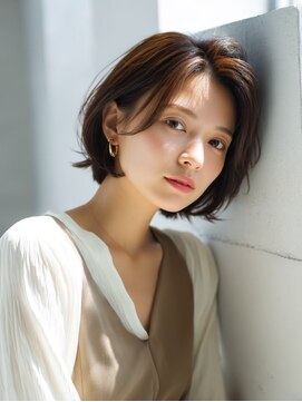 テーラヘアー 五井(TELA HAIR) 丸みショート×ブラウンカラー【TELAHAIR五井】
