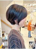 暗髪丸みショートボブ酸性ストレート縮毛矯正髪質改善横浜