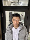 オールバックパーマ　スキンフェード