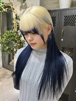 ヲタク(wotaku.)&nbsp;ルーツカラーブルーハイトーンダブルカラーデザインカラー前髪