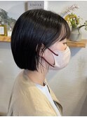 ボブ 切りっぱなし 艶髪 髪質改善カラー ショート