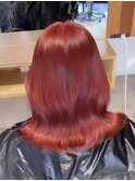ヘアカラー赤/ボルドー/髪色/ブリーチ/ブリーチカラー渋谷/赤髪