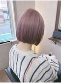 ペールピンクボブ【宇都宮/ブリーチ/切りっぱなし】