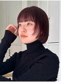 カシスカラーピンクチェリーマッシュボブミニボブワイドバング夏