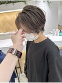 大人ナチュラルハイライトミルクティーベージュショートボブ