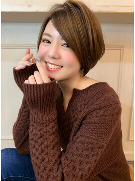 マリアバイアフロート(Maria by AFLOAT) 【shige】毛先パーマことりベージュネイビーカラーフレンチボブ