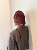 切りっぱなしボブ/マロンベージュ/前髪/原宿神宮前