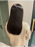 ミディアムヘア/暗髪グレー/イルミナカラー/透明感/30代/40代