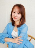 前髪インナーカラーレイヤーカット×耳かけレイヤーミディ
