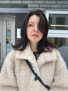 ブリーチ無しダブルカラーレイヤーカット札幌大通バスセンター