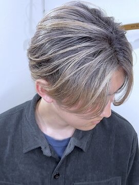 ブレイズヘアー(BLAZEhair) 【メンズハイトーン】ミルクティシャドールーツ×ブリーチ2回