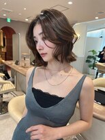 ジーナ 月島(Zina)&nbsp;髪質改善＊ダークアッシュウェーブボブ【Zina月島】