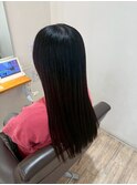 艶髪ブラック×ナチュラルストレートロングヘア