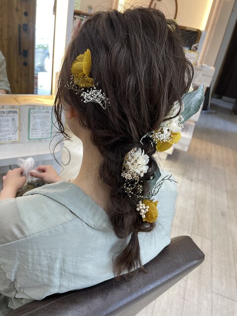 編みおろしヘアセット＊。