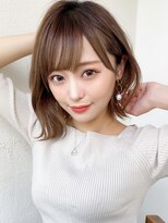 シルクレイ 吉祥寺店(Silk-lei) 大人かわいいフェザーバング外ハネボブマロンベージュ20代吉祥寺