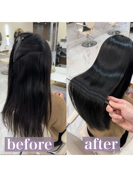 シェノン サントル(CHAINON CENTRE) 黒髪/グレーベージュ/レイヤーロング/前髪パーマ