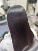 大人可愛い透明感立体感グレージュ×エアストレート