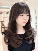 韓国風レイヤー暗髪/ココアブラウン/モカブラウン/小顔/20代30代