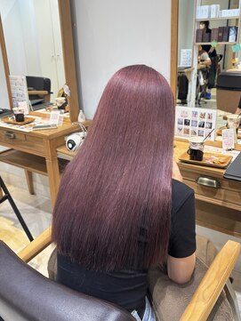 ヘアーメイクブランニュー セントラル 西大寺店(hair make Brand new central) ダメージレスブリーチカラーふんわり暖色カラーピンクロングヘア