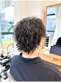 【メンズ★大名】センターパートウルフ×波巻きパーマ×束感ヘア