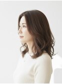 #30代40代セミロングニュアンスパーマゆるふわ低ダメージパーマ