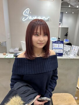 ソヨン 心斎橋店(SOYON) ミディアムレイヤー/レッドカラー