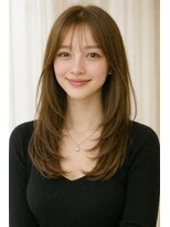 ウルヘアー 緑地公園(ulu hair)&nbsp;セミロングレイヤーカットストレートロングウルフカットベージュ