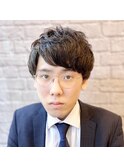 マッシュツーブロック・メンズビジネスヘア　ナチュラルパーマ