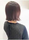 チェリーブラウン/外ハネボブ/切りっぱなしボブ/ワンカールボブ