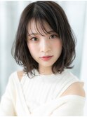 大人可愛いミストバング黒髪外ハネボブウルフa古河20代30代40代