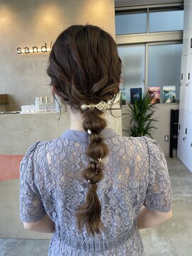 サンド 鹿児島中央(sand) @ayumi_sand ヘアセット 編みおろしヘア お呼ばれヘア