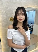 イメチェン外ハネボブ美髪ワイドバングミディアム縮毛矯正ボブ