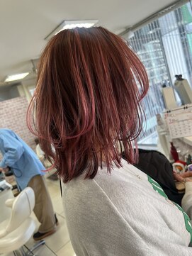 ショコララテ 【ぱっつん！】切りっぱなしレイヤーピンク　工藤