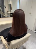 ピンクブラウン×ワンレングス×髪質改善ストレート