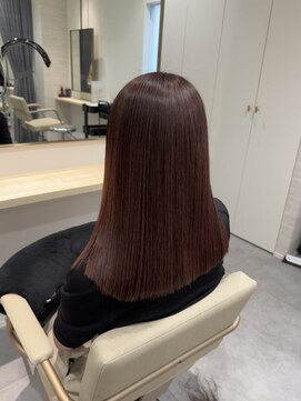 アオ(Ao) ピンクブラウン×ワンレングス×髪質改善ストレート