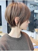 暗めカラーグランマッシュショートボブ