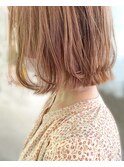 インナーカラー×オレンジアッシュ×イエローベージュボブ