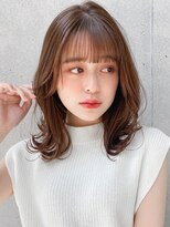小顔前髪Aラインボブイヤリングカラーかきあげマロンベージュ♪