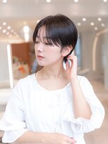 20代30代グレージュカラー/小顔ショートボブ/暗髪