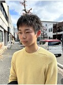 スパイキーショートダウンバングピンパーマ眉毛カット