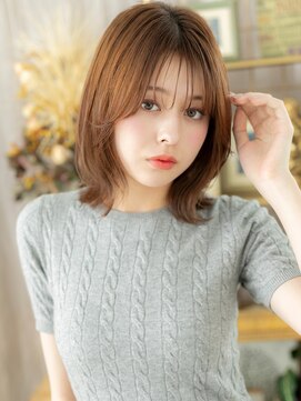 カバーヘア ブリス 川口(COVER HAIR bliss) 大人可愛いアプリコットオレンジ外ハネロブh3川口20代30代40代