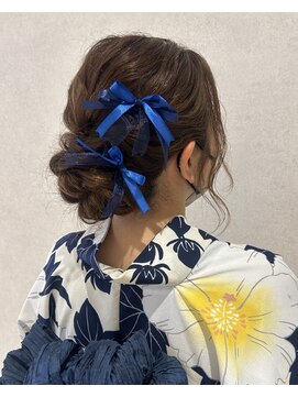 バサラ 大阪梅田店(VASARA) 浴衣ヘア　ロング　シニヨン　リボンへア　推し活　花火大会