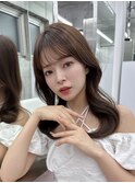 透明感カラーくびれヘアレイヤーカット前髪顔周りカット韓国ヘア