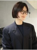 ぱつっとボブ×透明感カラー